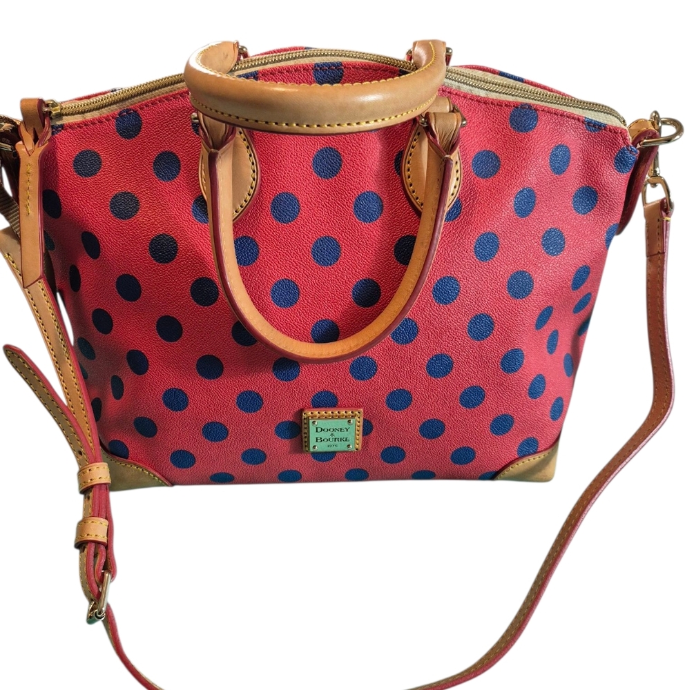 Dooney And Bourke Red And Blue Polka Dot Purse